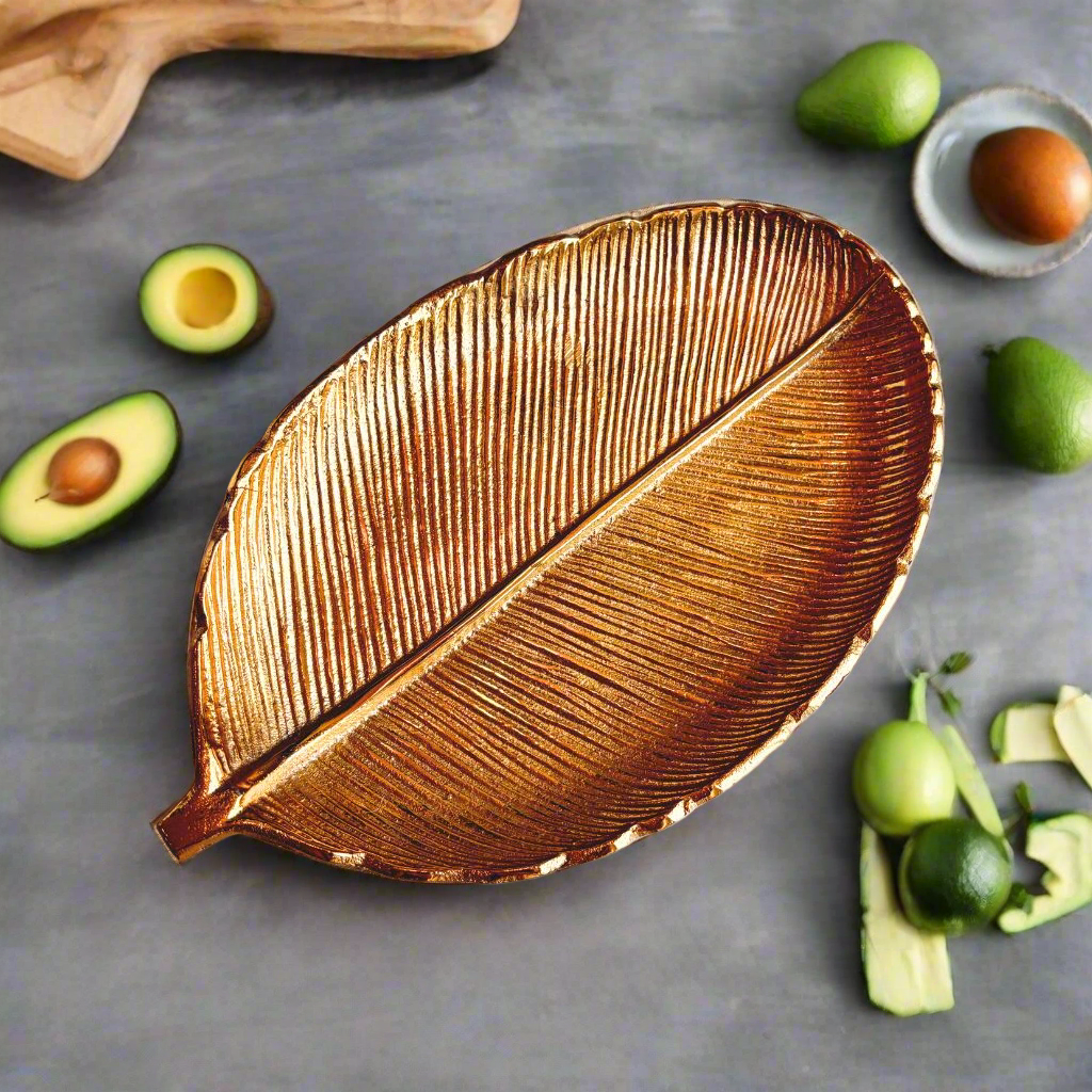 Gilded Leaf Serving Tray and Platter