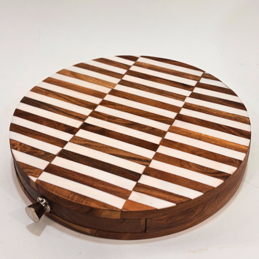 Gourmet Round Cheese Board with Cutlery