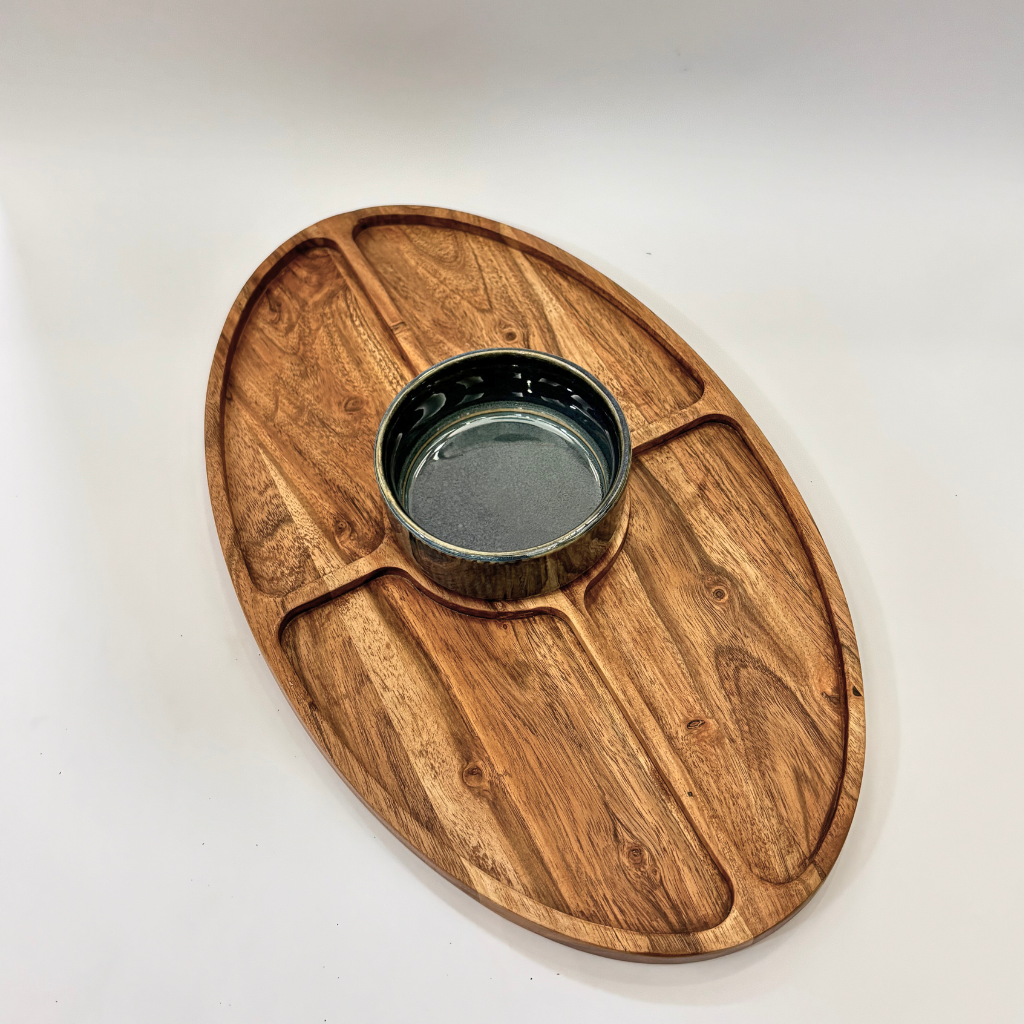 Wooden Oval Chip and Dip