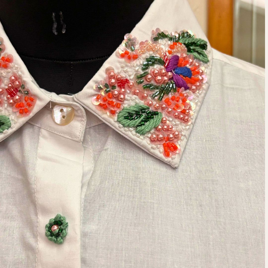 Glam Beaded Collar Shirt