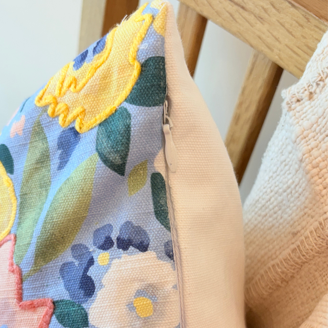 Cannes Blue Floral Cushion Cover (18")
