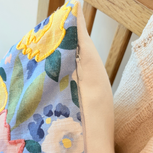 Cannes Blue Floral Cushion Cover (18")