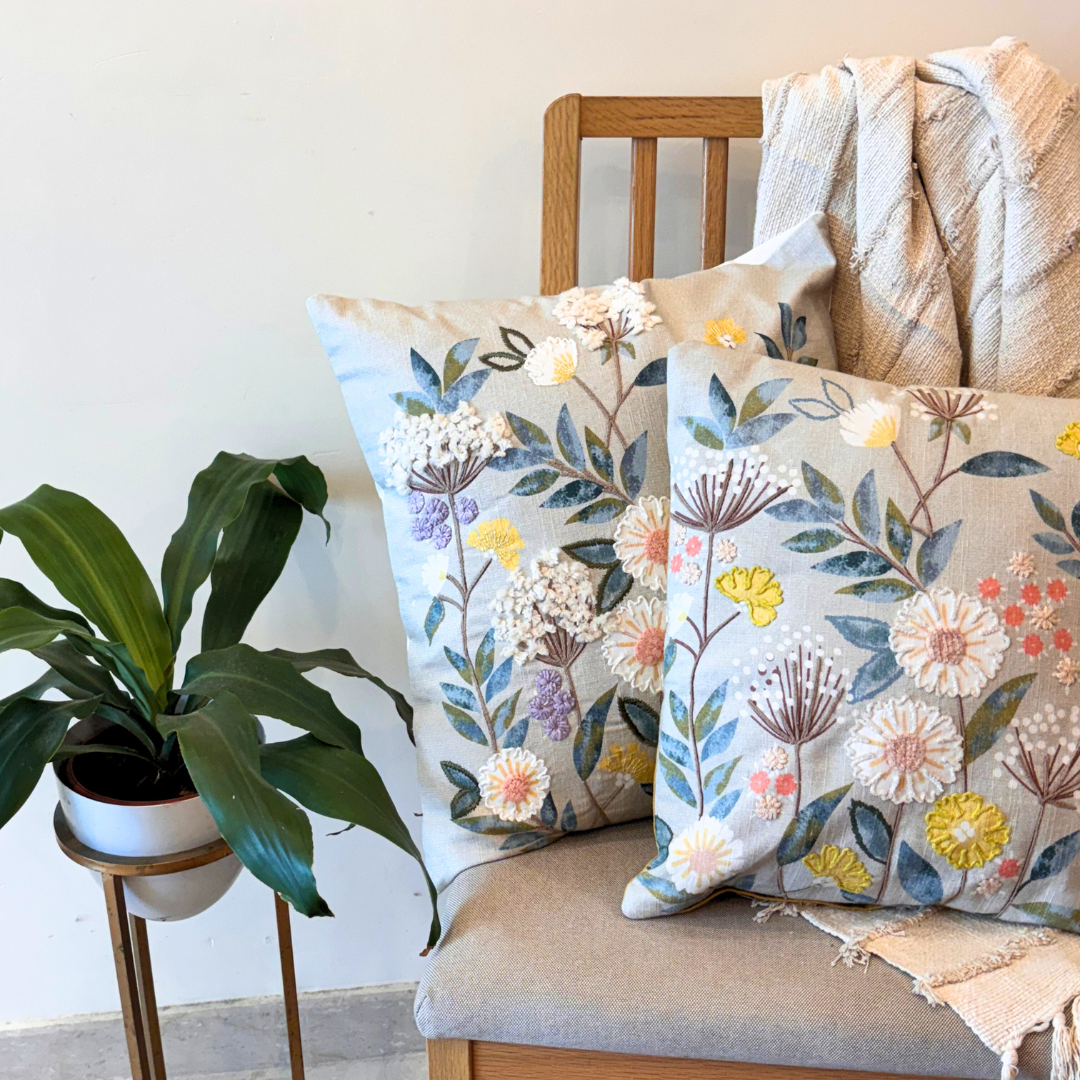 Cannes Mustard Floral Cushion Cover (18")