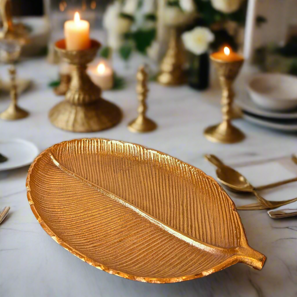 Gilded Leaf Serving Tray and Platter