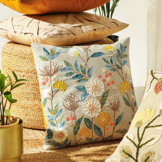 Cannes Mustard Floral Cushion Cover
