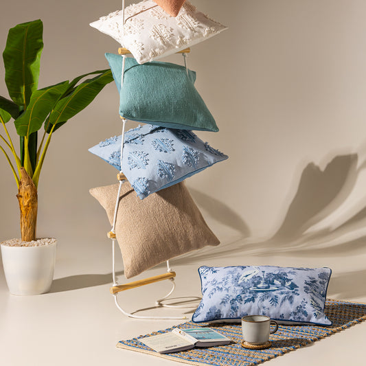 Tuscan Blue Floral Cushion Cover