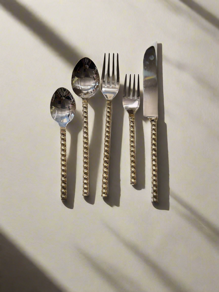 Spiral Gold Silver Brass Cutlery - Set of 5