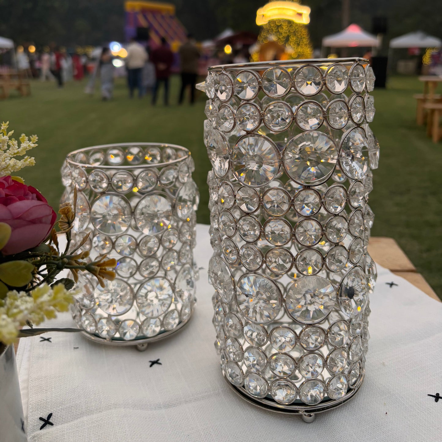 Silver Crystal Mirror Vase - Big