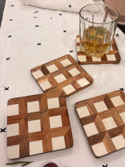 Wood & Marble Inlay Coasters