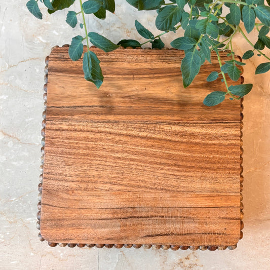 Wood Beaded Serving platter - Large