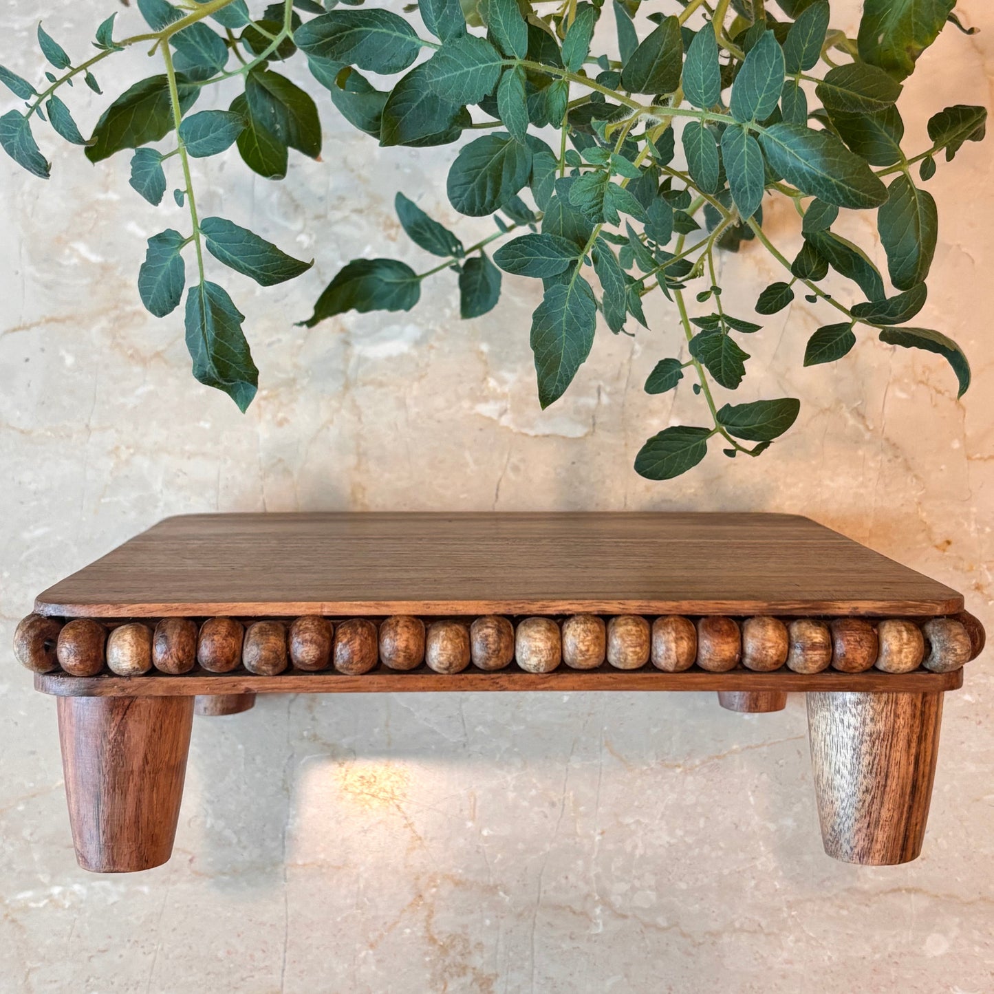Wood Beaded Serving platter - Large