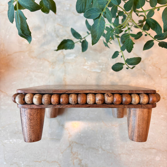 Wood Beaded Serving Platter - small