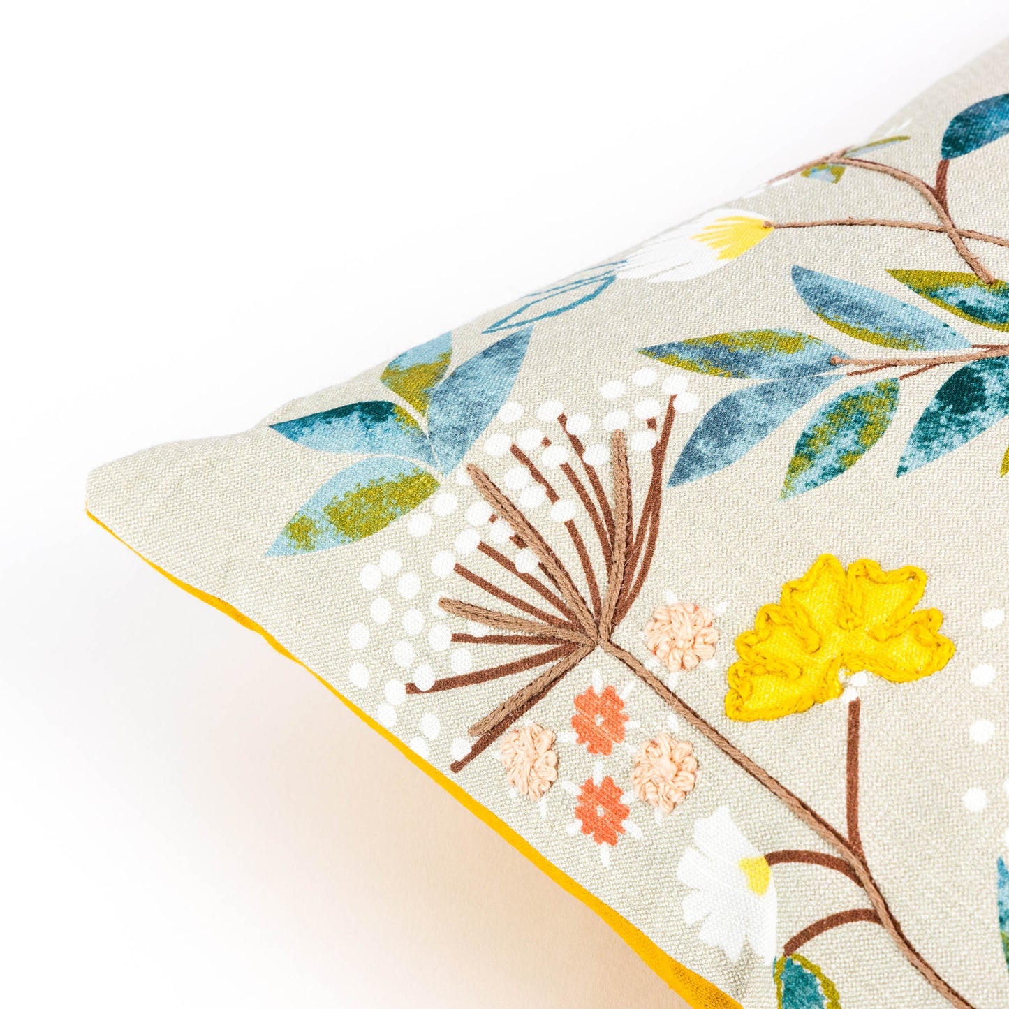 Cannes Mustard Floral Cushion Cover