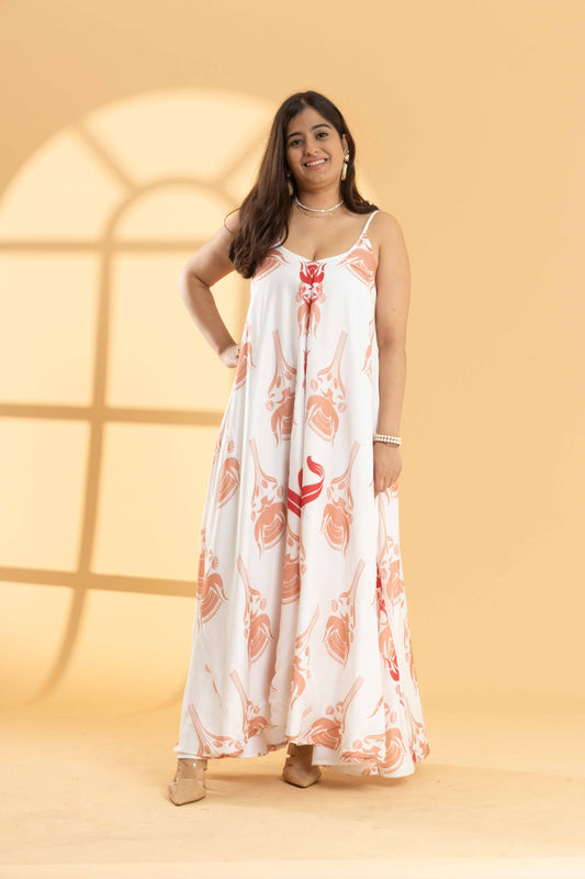 Peach Floret Flow Dress