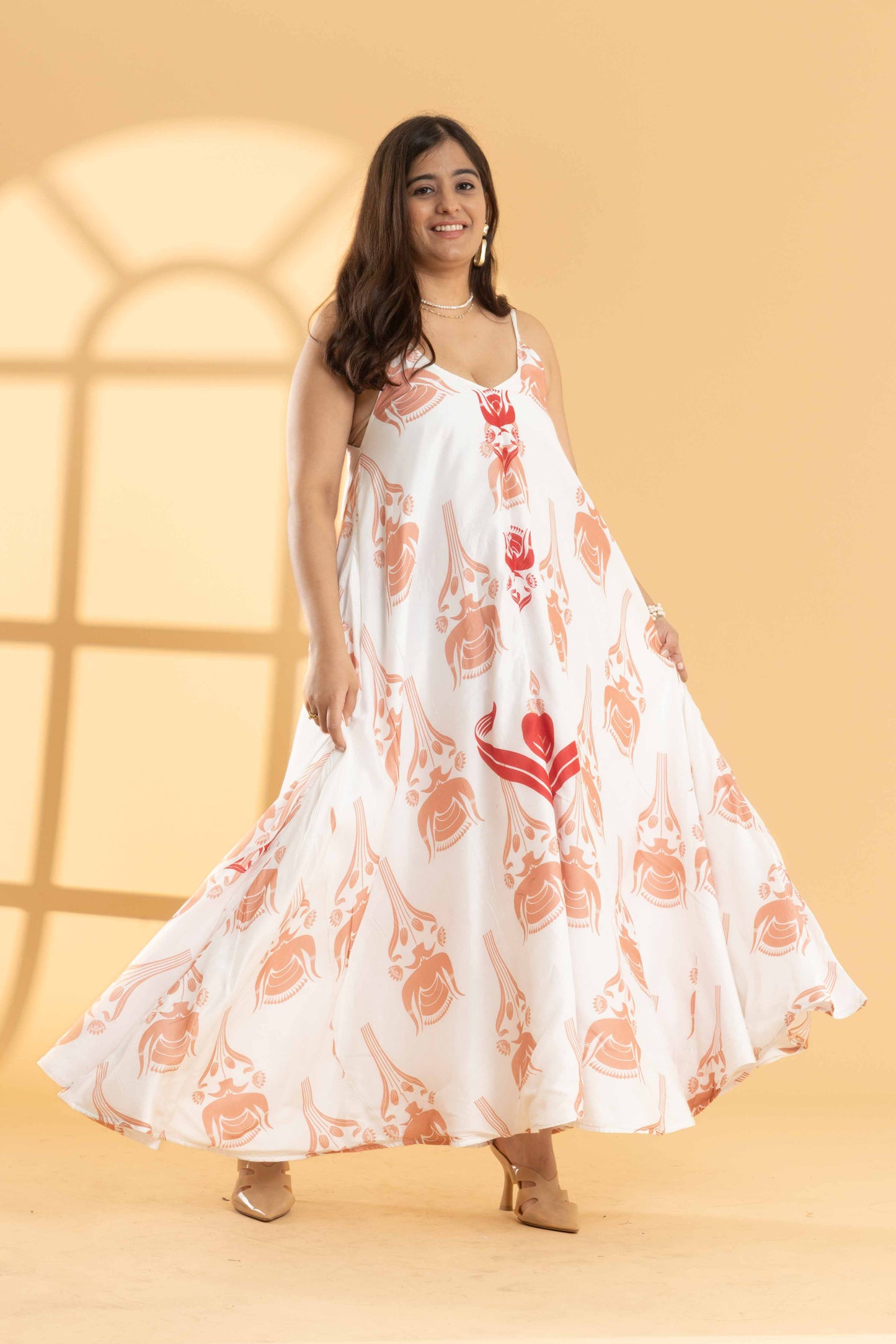 Peach Floret Flow Dress