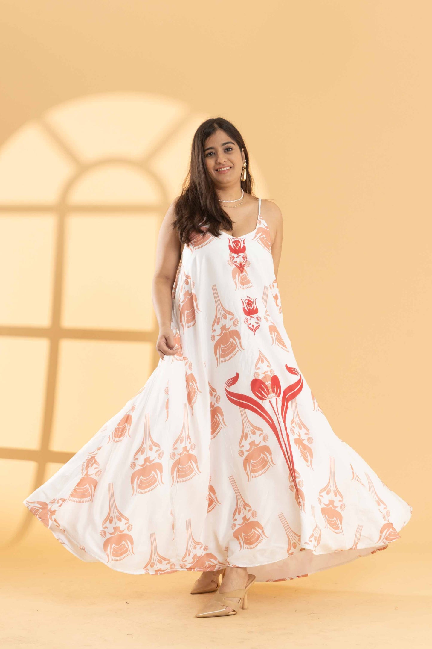 Peach Floret Flow Dress