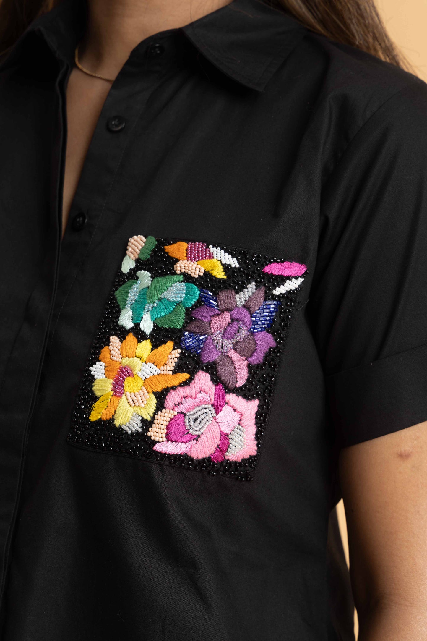 Midnight Bloom Shirt Dress