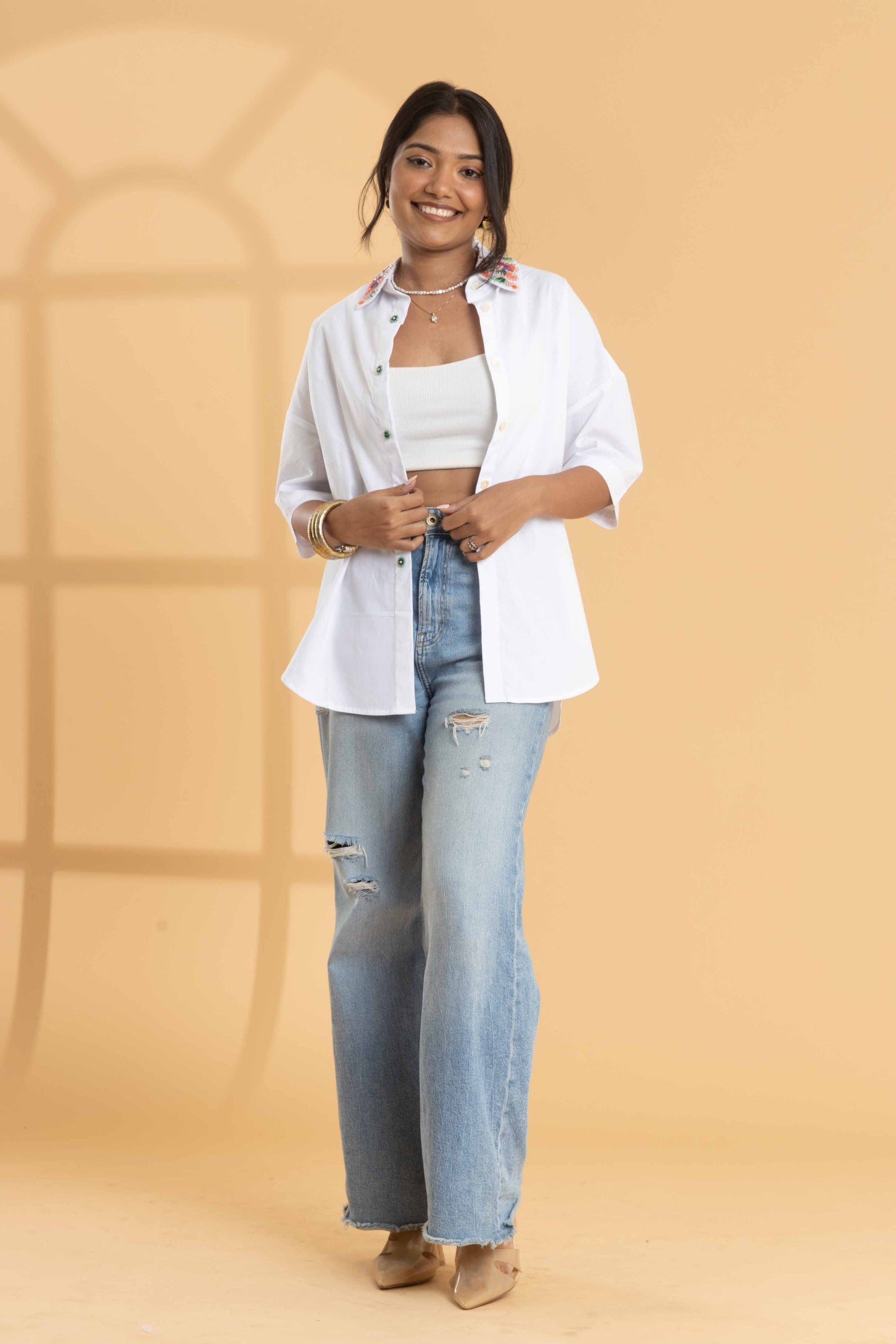 Glam Beaded Collar Shirt
