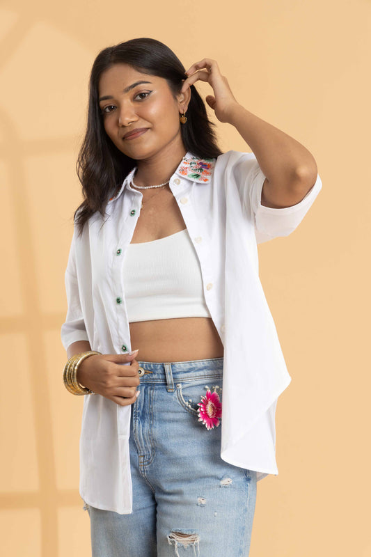 Glam Beaded Collar Shirt