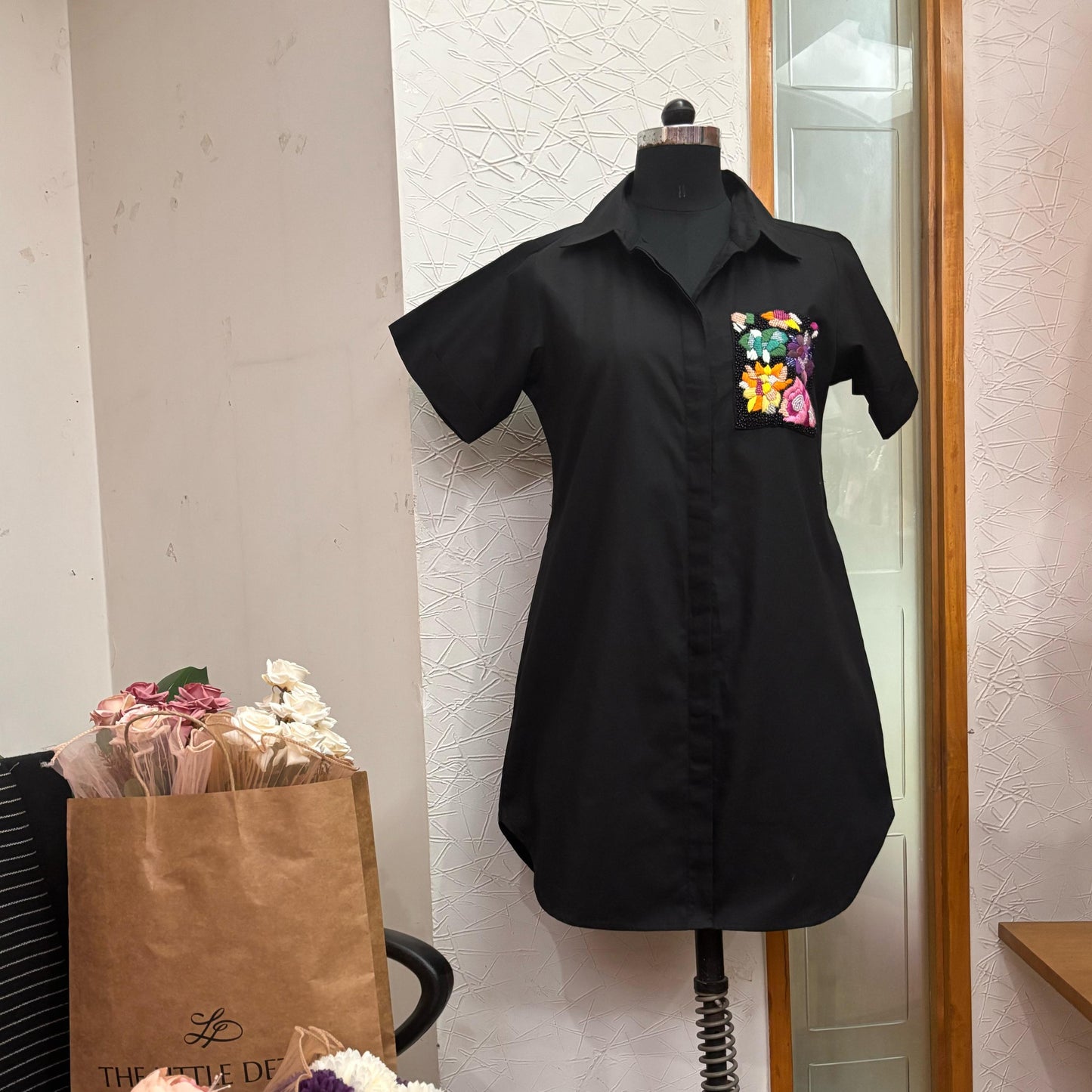 Midnight Bloom Shirt Dress