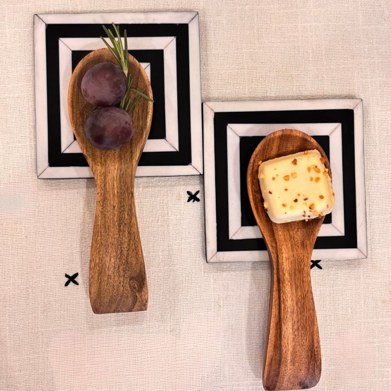 Mini Wooden Spoon Rest servers - Set of 2