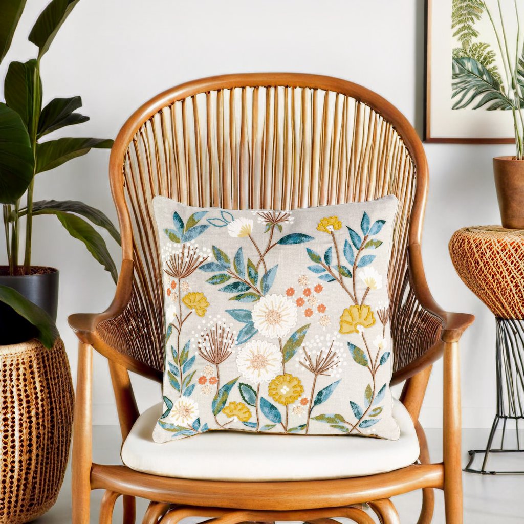 Cannes Mustard Floral Cushion Cover