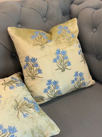 Verdant Bloom Velvet Cushion Cover