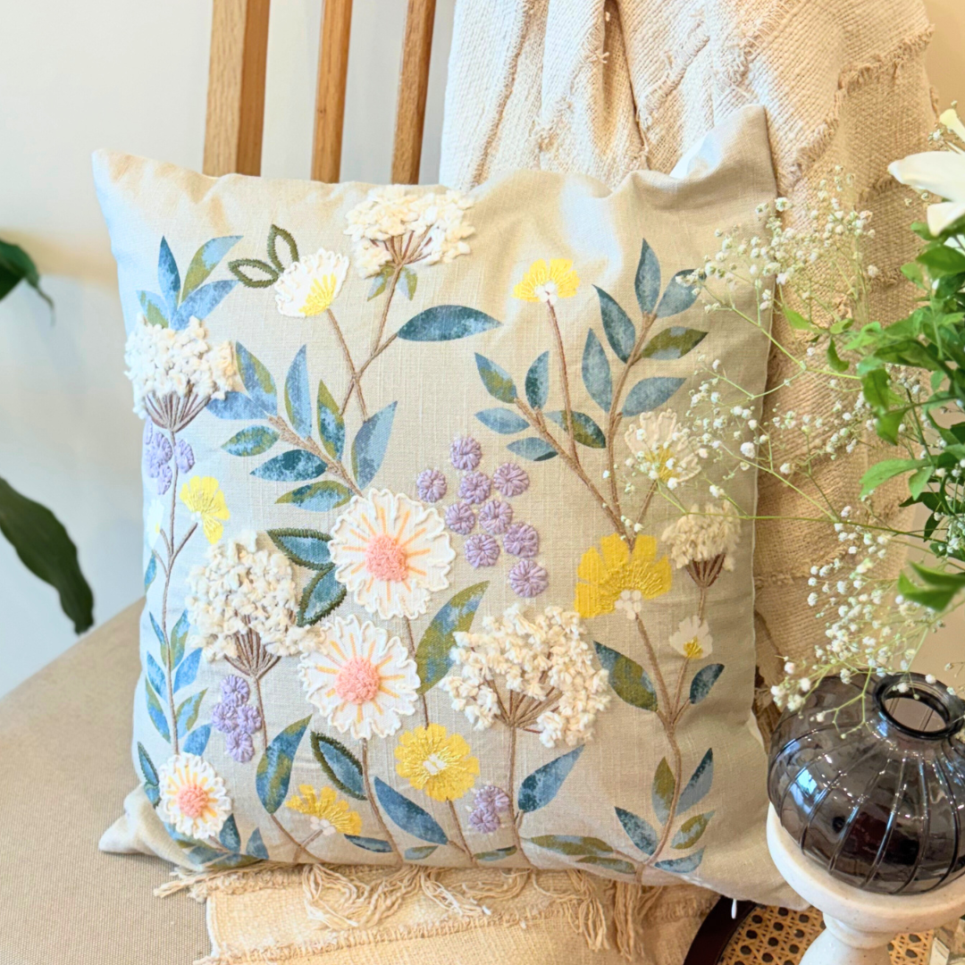 Cannes Mustard Floral Cushion Cover (18")
