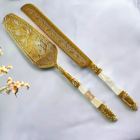 Luxe Gold Cake Knife Servers -  Set of 2