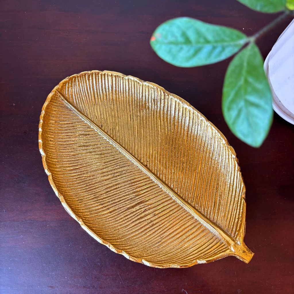 Gilded Leaf Serving Tray and Platter
