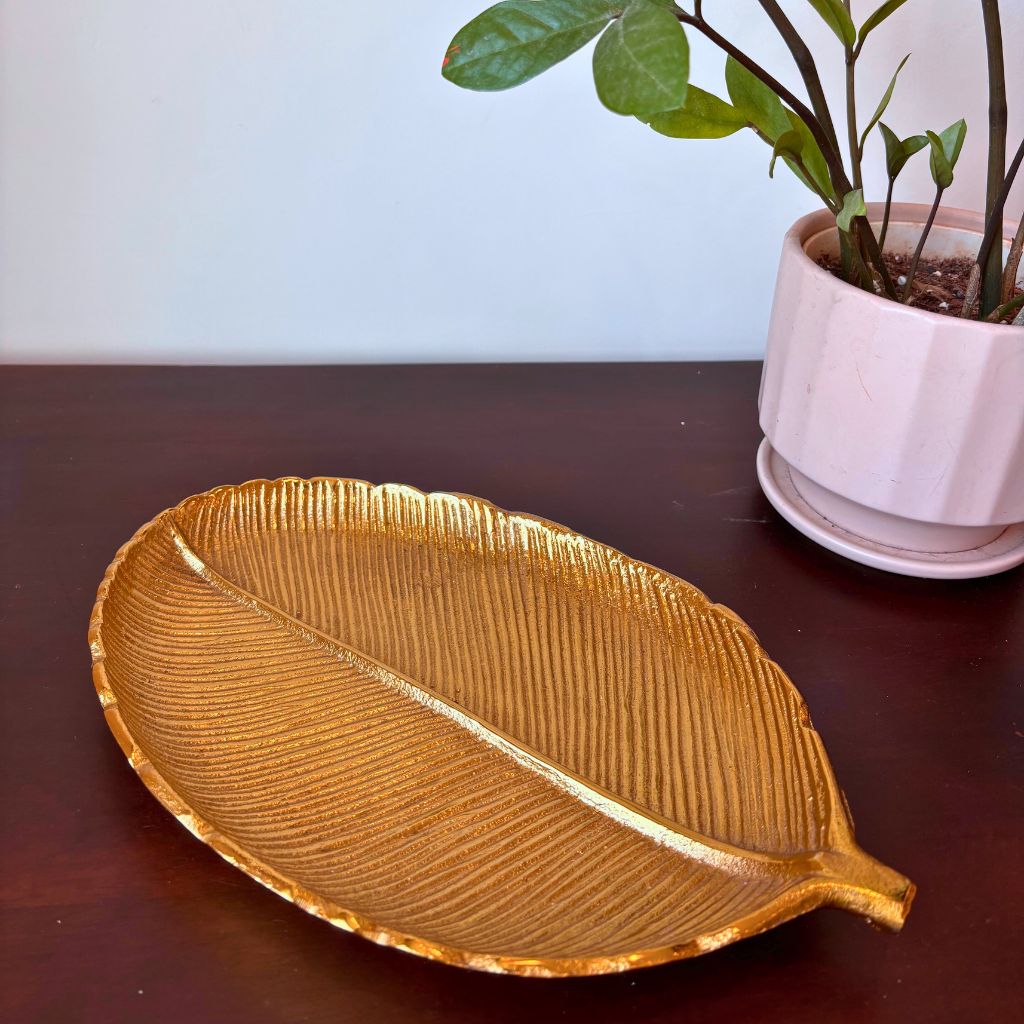 Gilded Leaf Serving Tray and Platter