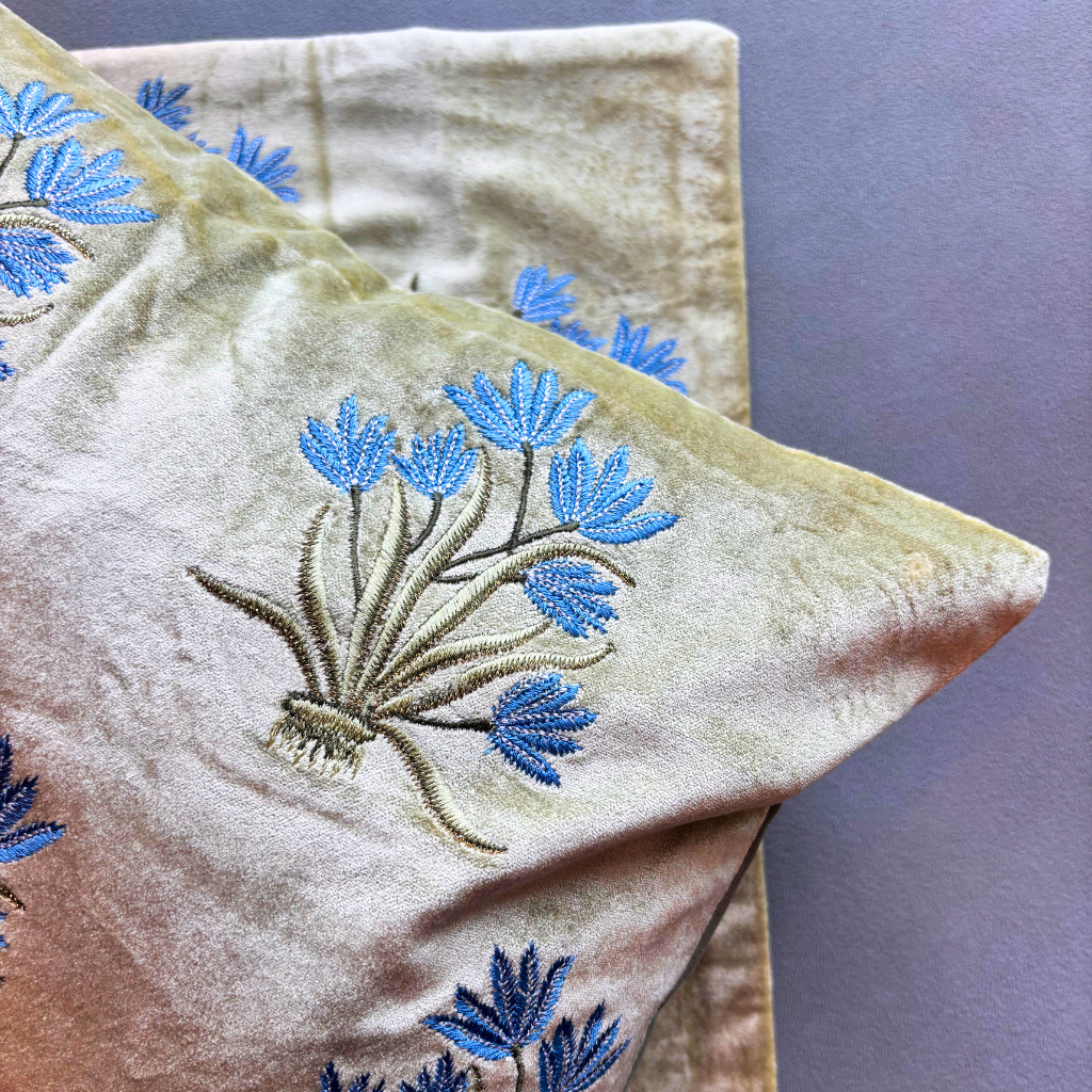 Verdant Bloom Velvet Cushion Cover
