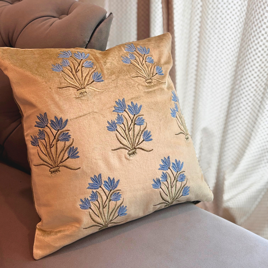 Verdant Bloom Velvet Cushion Cover