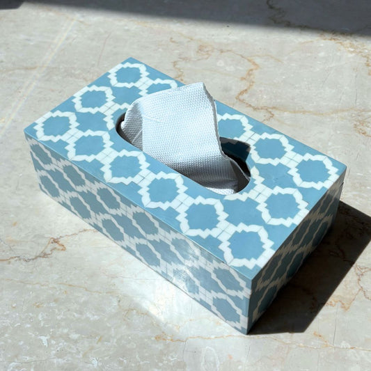 Moroccan Marvel Powder Blue Tissue Box