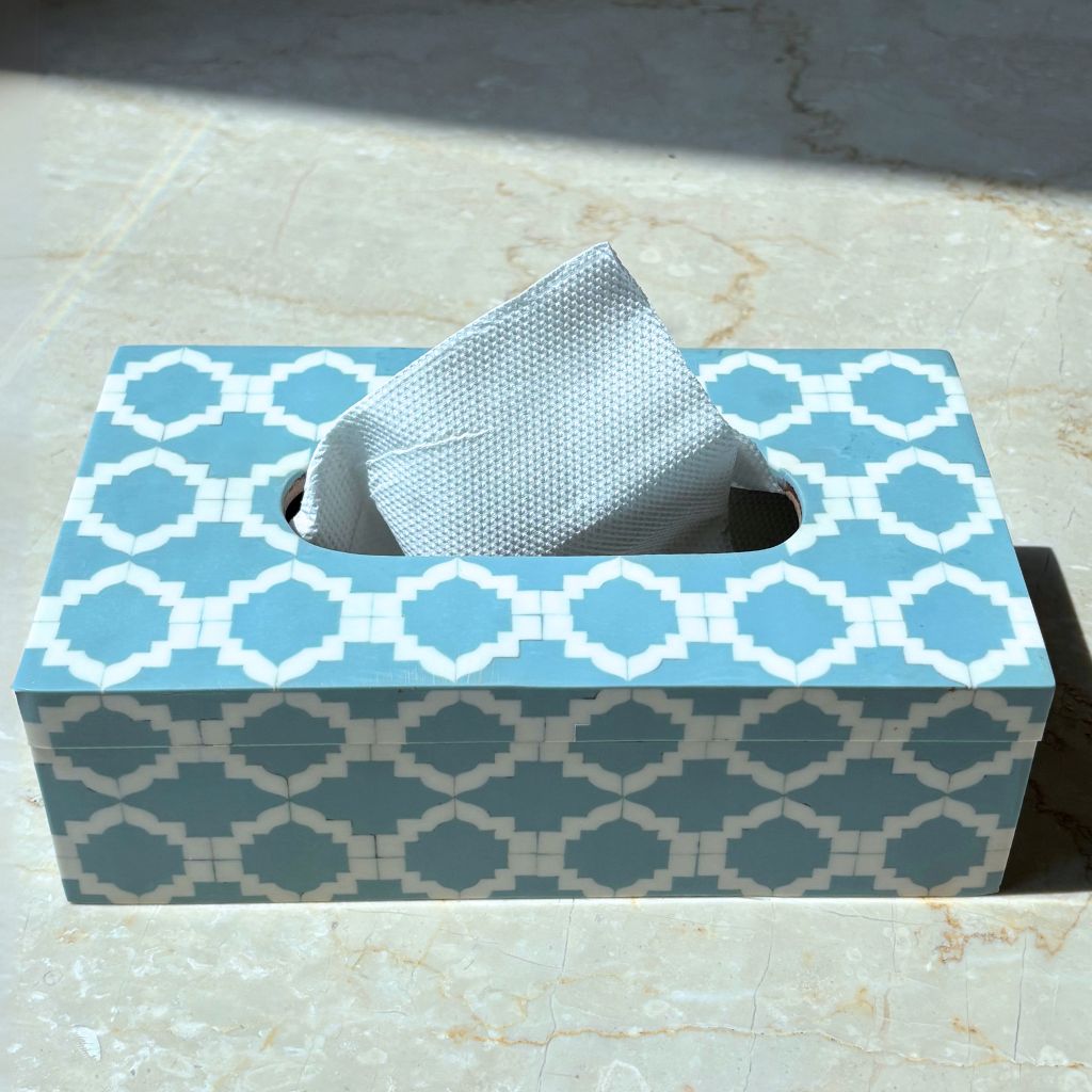 Moroccan Marvel Powder Blue Tissue Box
