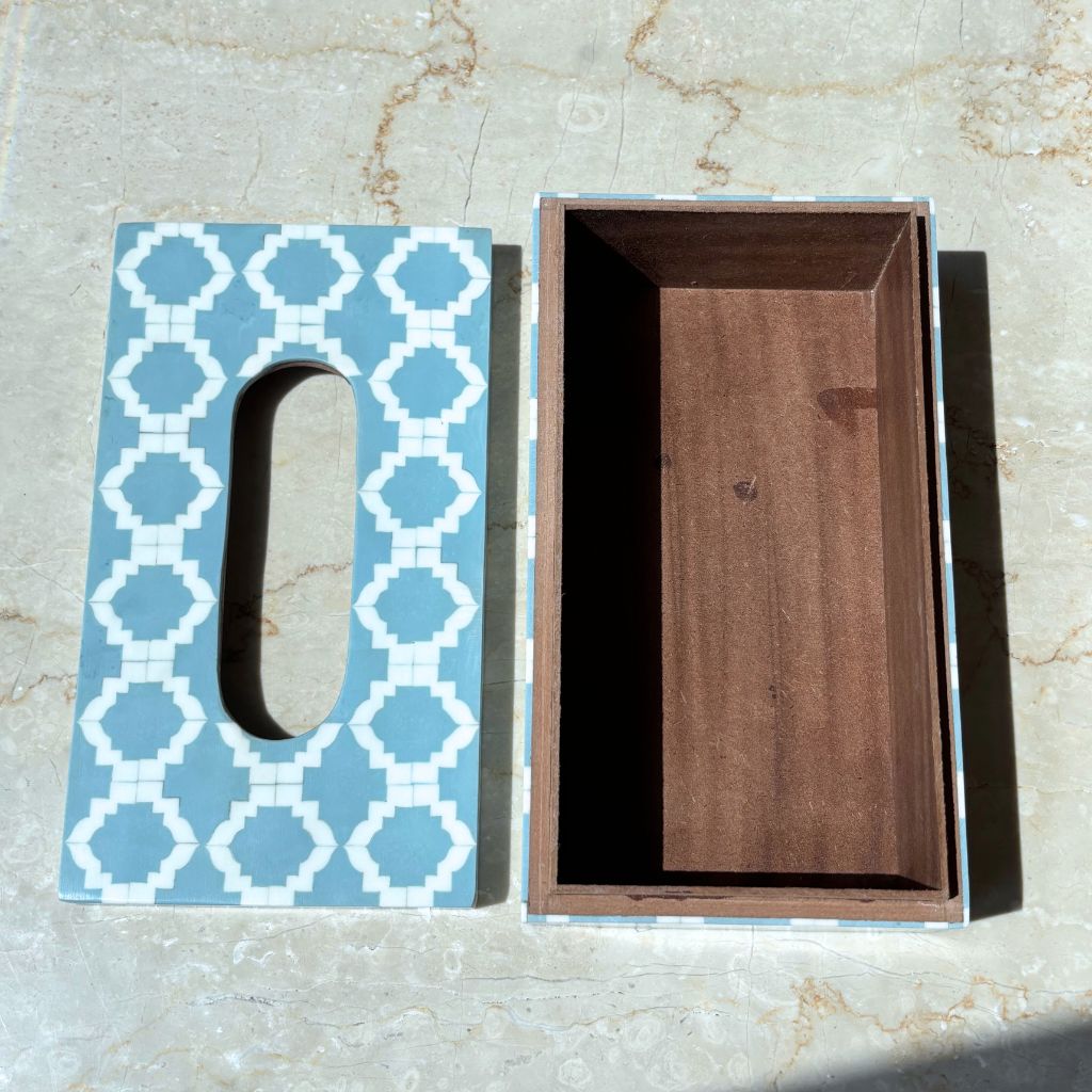 Moroccan Marvel Powder Blue Tissue Box