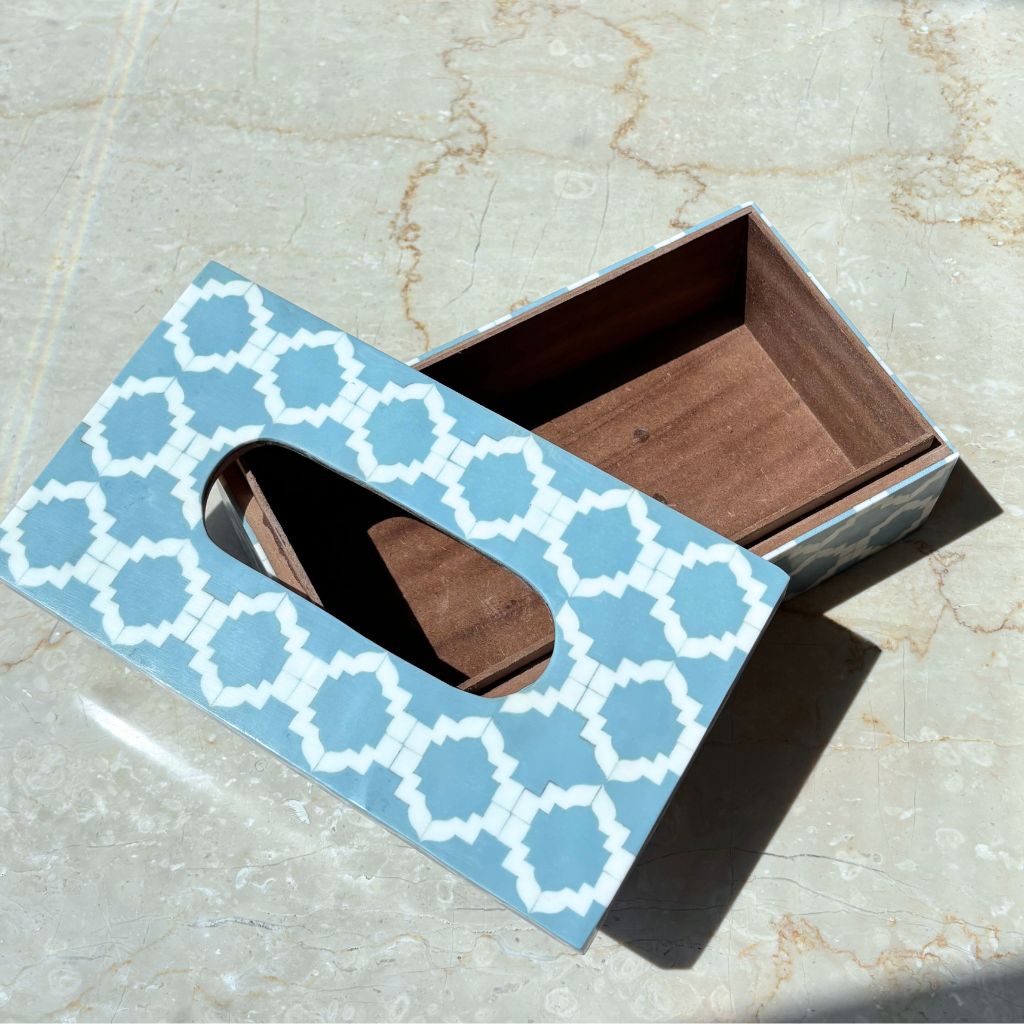 Moroccan Marvel Powder Blue Tissue Box