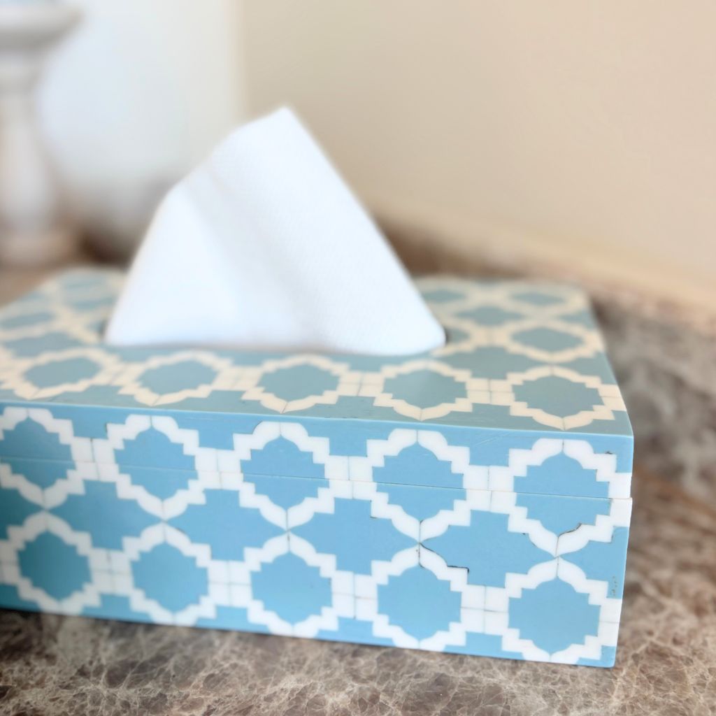 Moroccan Marvel Powder Blue Tissue Box