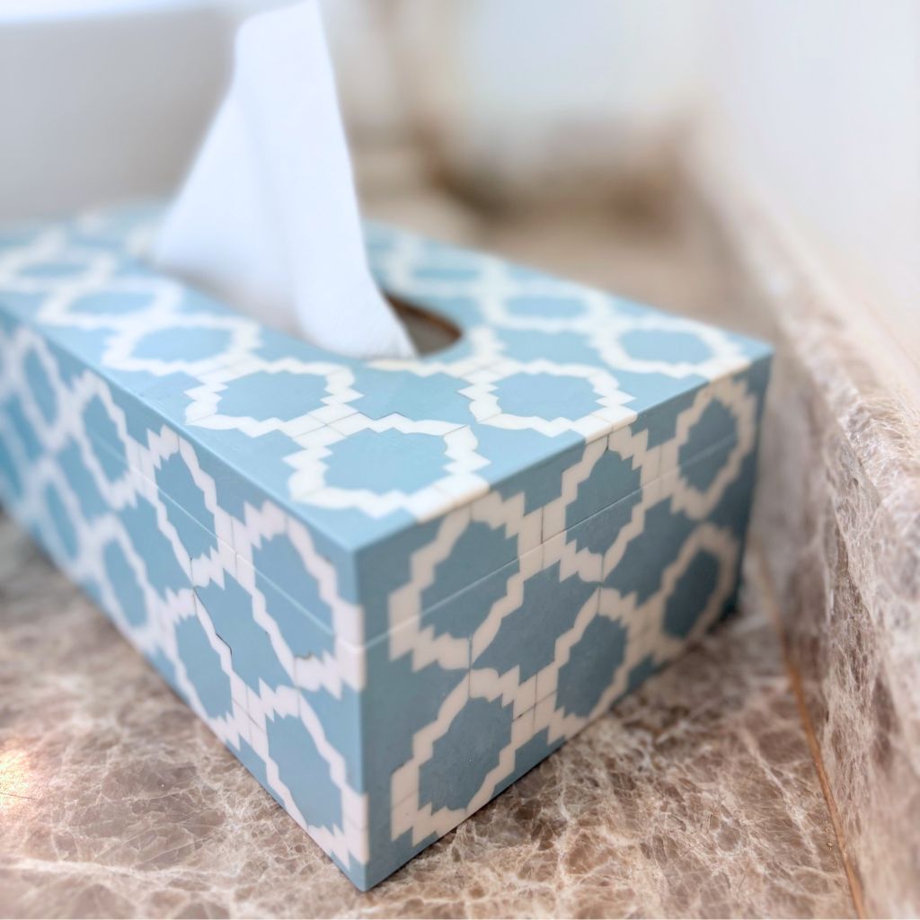 Moroccan Marvel Powder Blue Tissue Box
