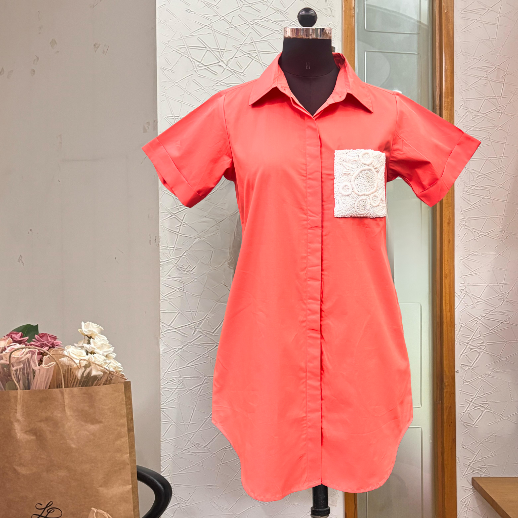 Coral Charm Shirt Dress