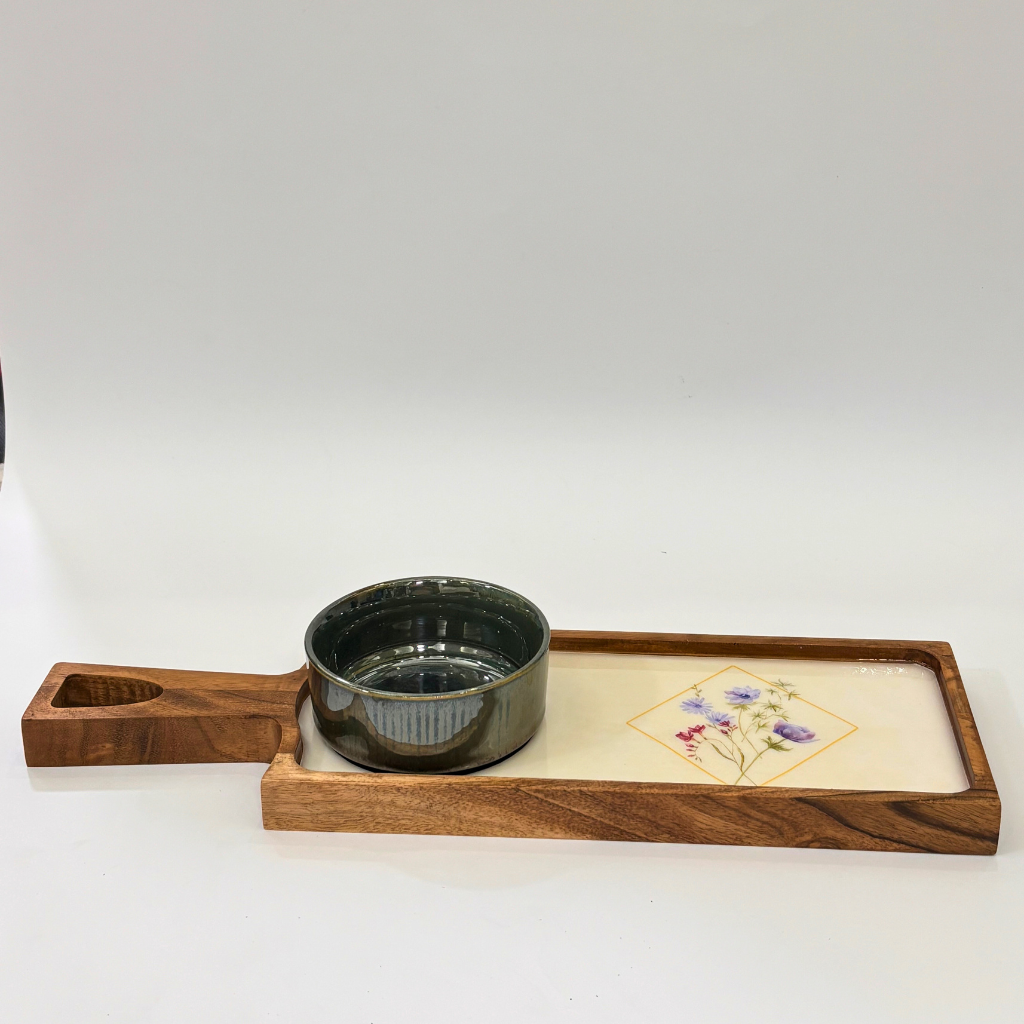 Serene Bloom Platter & Bowl