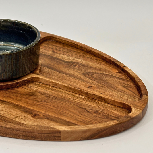 Wooden Oval Chip and Dip