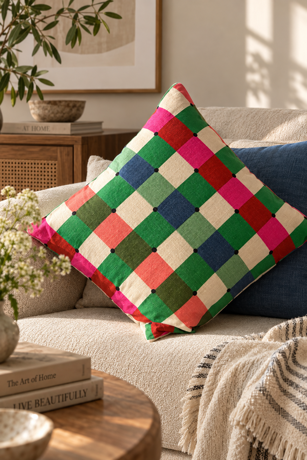 Maximalist Checks Cushion Cover