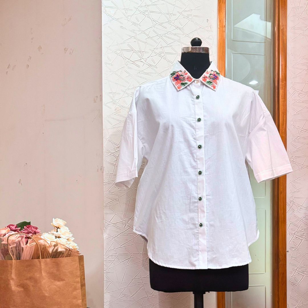 Glam Beaded Collar Shirt