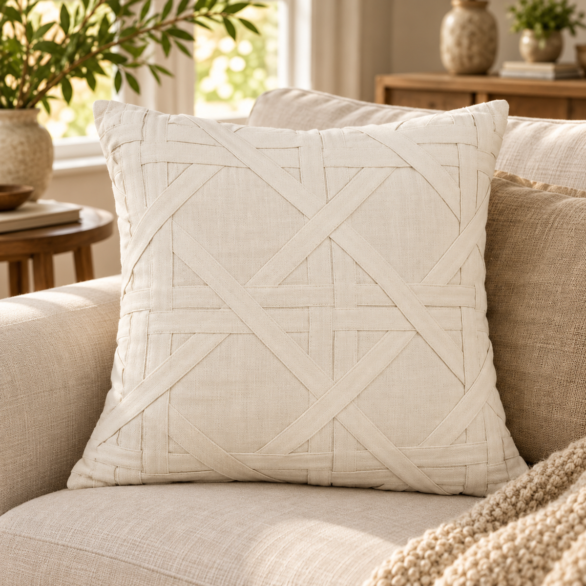 Madison Cream Cross Cushion Cover
