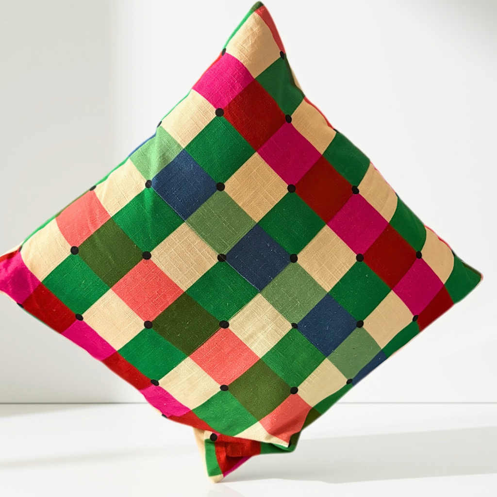 Maximalist Checks Cushion Cover