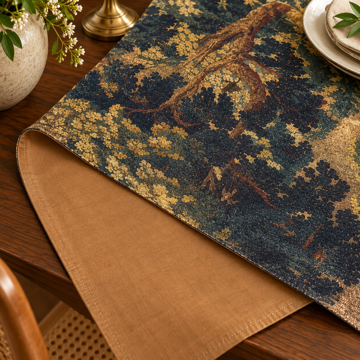 Vintage Forest Garden Artisanal Table Runner