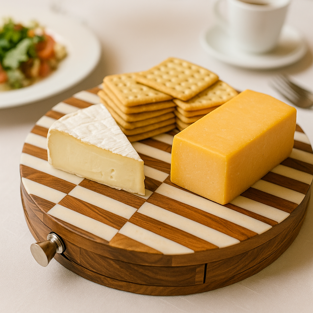 Gourmet Round Cheese Board with Cutlery