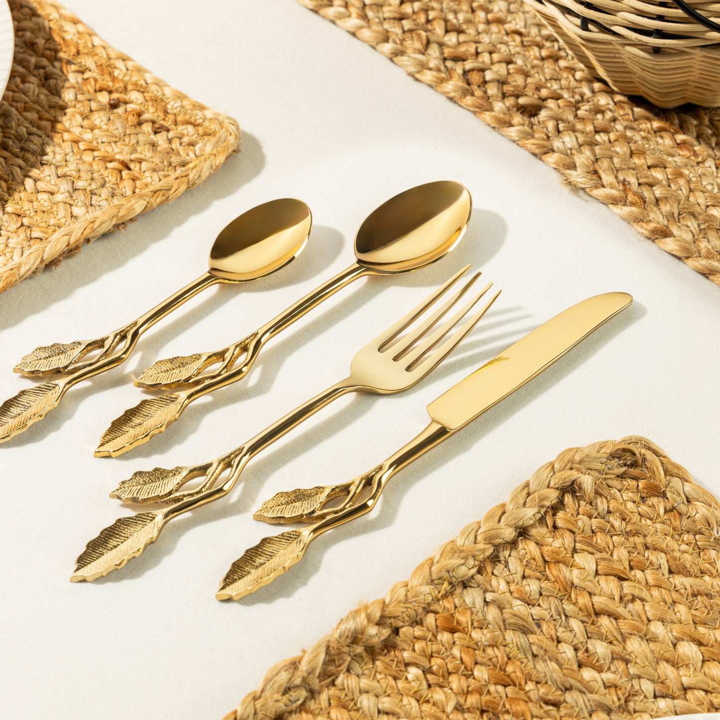 Leaf Brass Cutlery - Set of 4