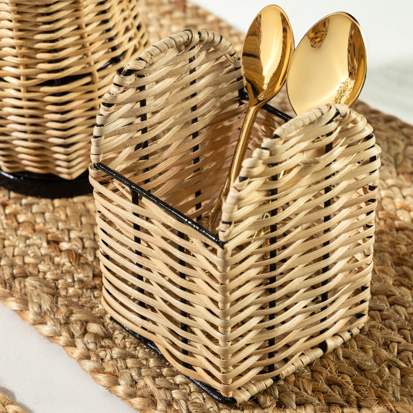 Natural Harmony Rattan Cutlery Holder